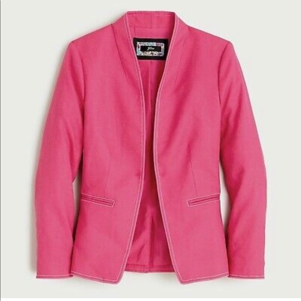 J Crew Going Out Blazer- Pink Stretch Linen